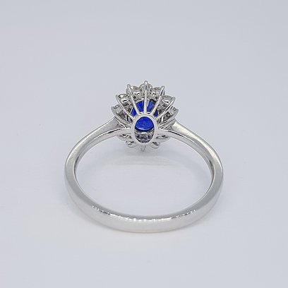 1.21ct Sapphire and Diamond Cluster Ring, 18ct White Gold