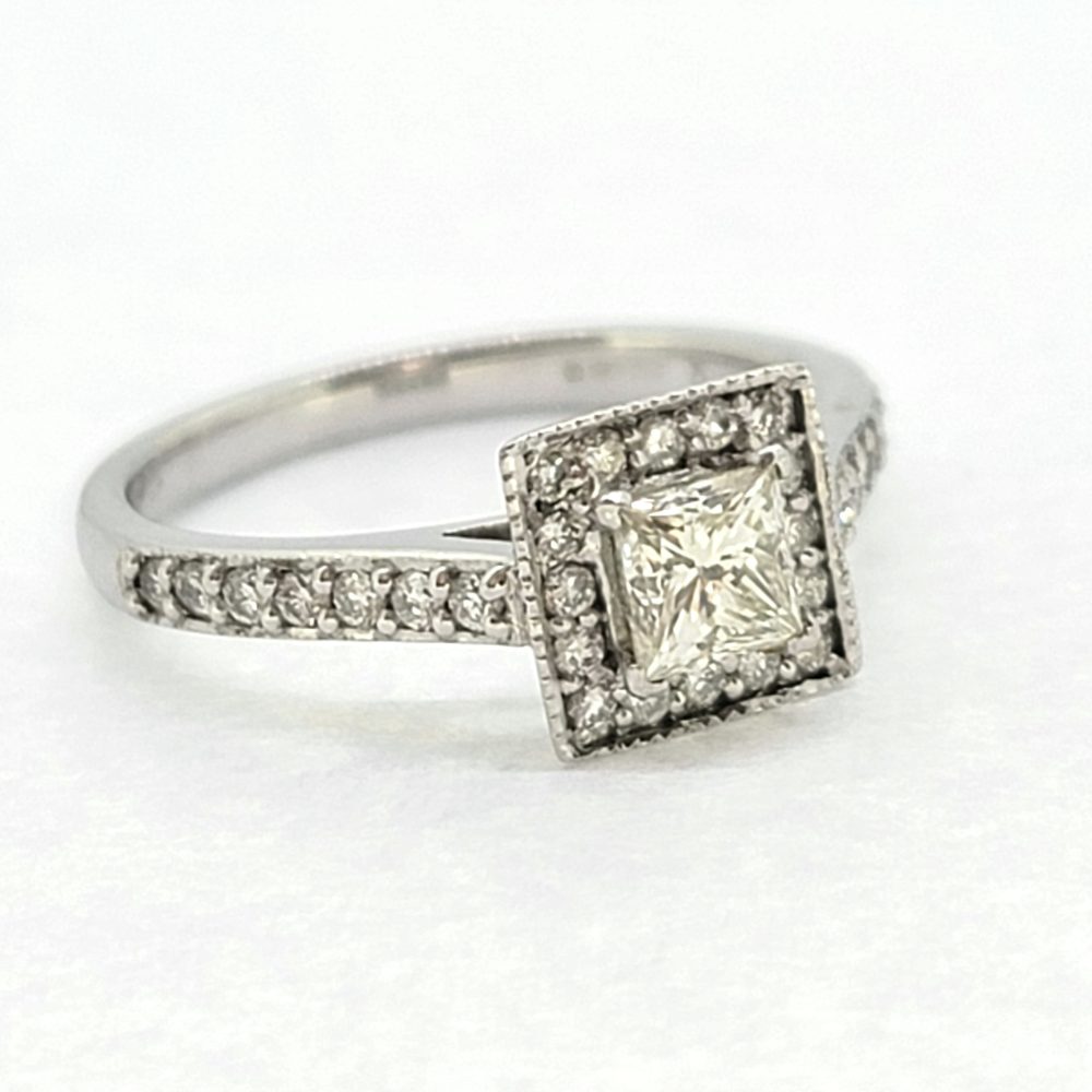 Princess Cut Diamond Cluster Engagement Ring