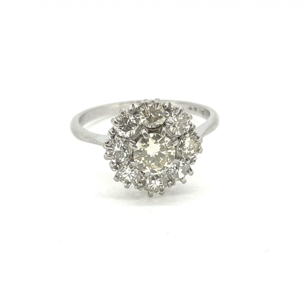 Traditional Diamond Cluster Ring in Platinum 1.00 carat total