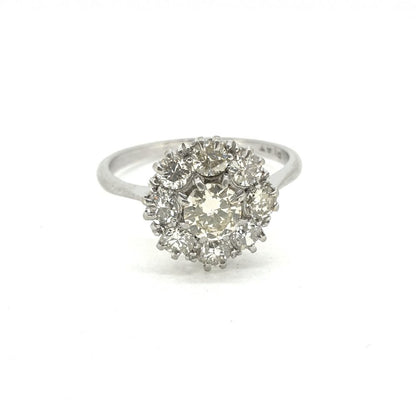Traditional Diamond Cluster Ring in Platinum 1.00 carat total
