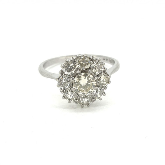 Traditional Diamond Cluster Ring in Platinum 1.00 carat total