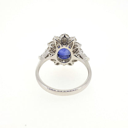 2.75ct Oval Sapphire and Diamond Cluster Ring