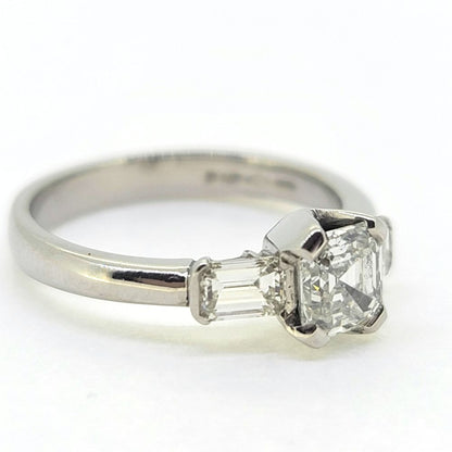0.60ct Asscher Cut Diamond Engagement Ring with Baguette Shoulders in Platinum