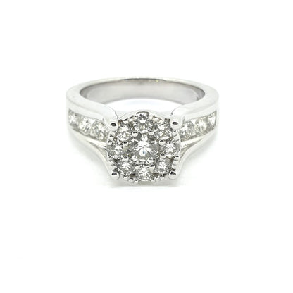 1.50ct Illusion Set Diamond Cluster Engagement Ring