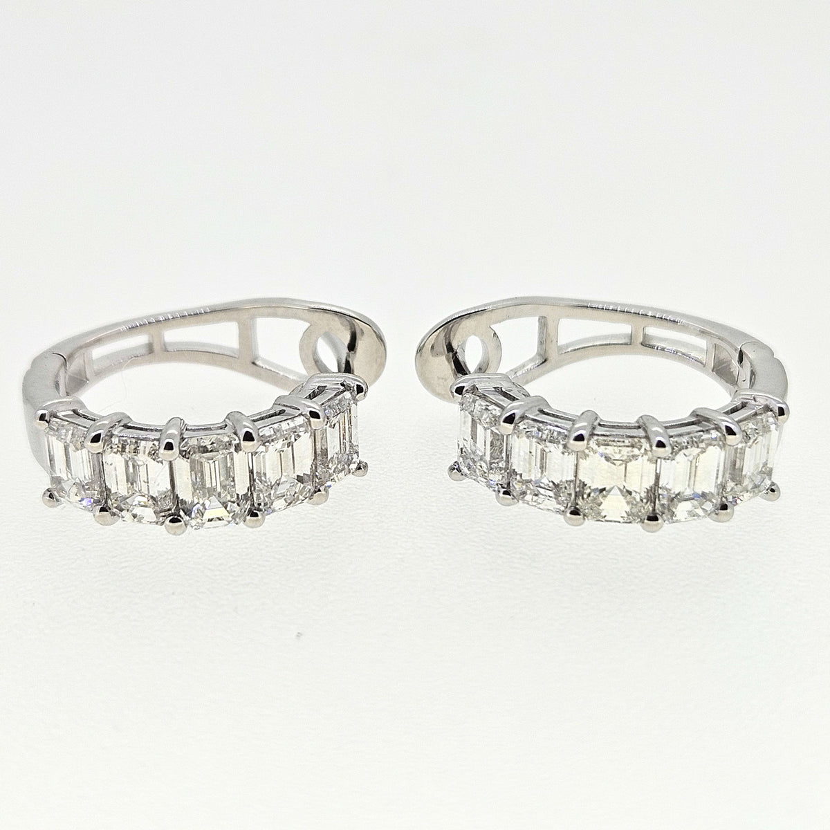 3.82ct Baguette Diamond Huggie Half Hoop Earrings