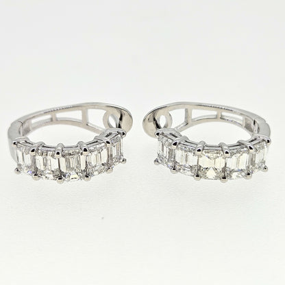 3.82ct Baguette Diamond Huggie Half Hoop Earrings