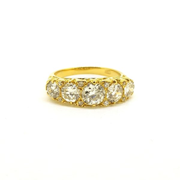 Antique Victorian Diamond Five Stone Ring, 2.10 carat total