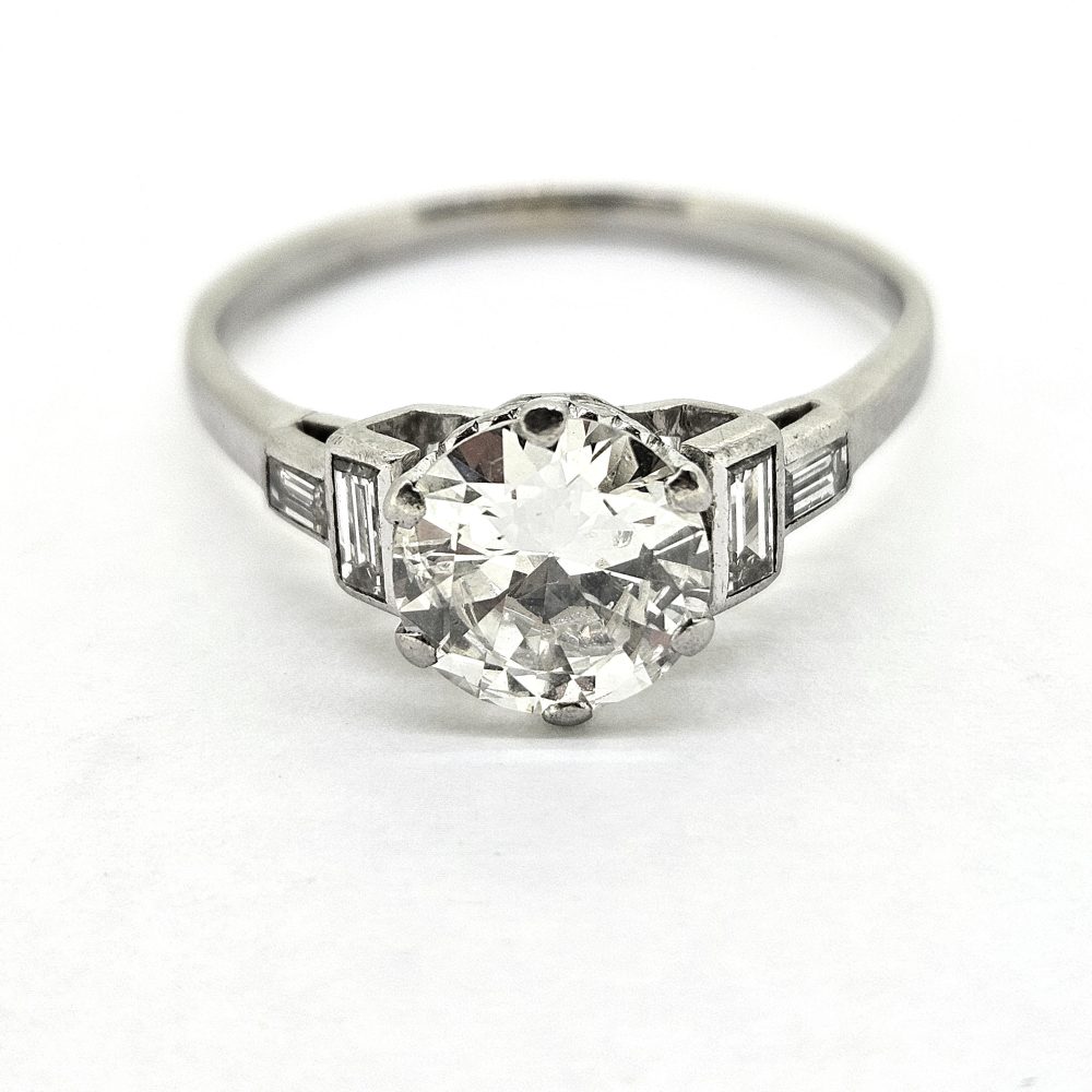 1.50ct Diamond Solitaire Engagement Ring with Baguette Shoulders