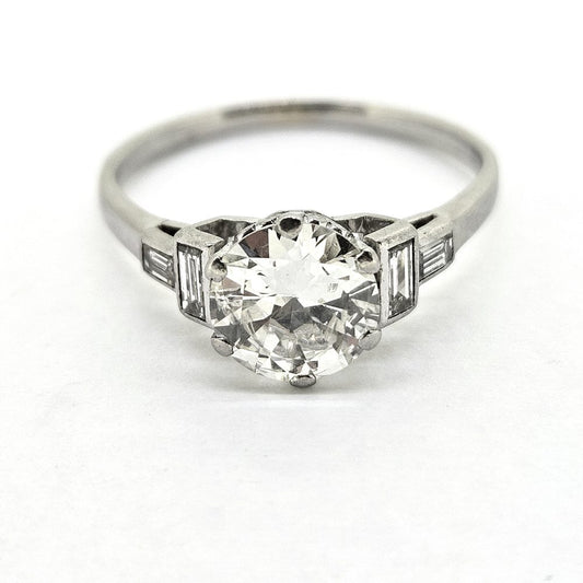 1.50ct Diamond Solitaire Engagement Ring with Baguette Shoulders
