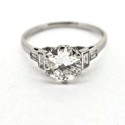 1.50ct Diamond Solitaire Engagement Ring with Baguette Shoulders