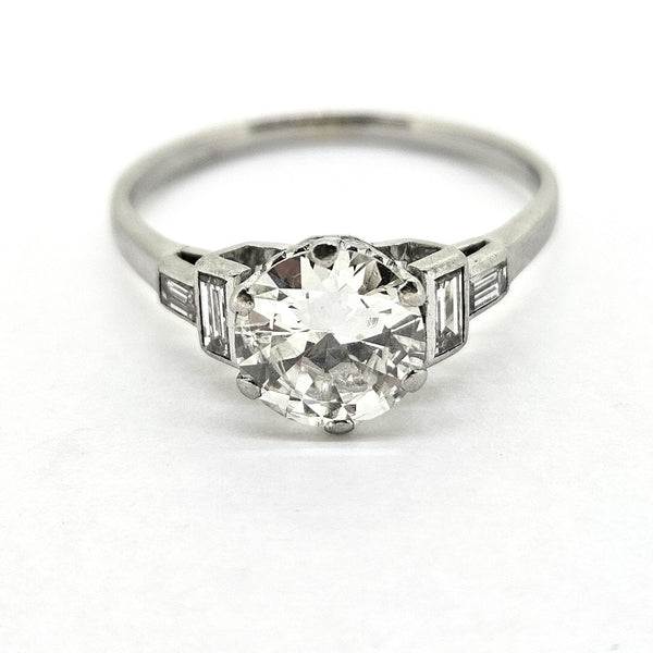 1.50ct Diamond Solitaire Engagement Ring with Baguette Shoulders