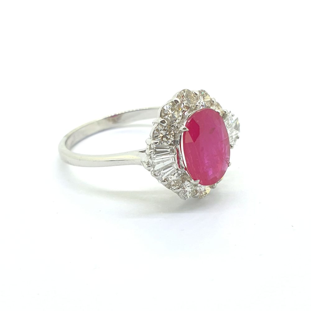 1.62ct Oval Ruby and Diamond Cluster Ring