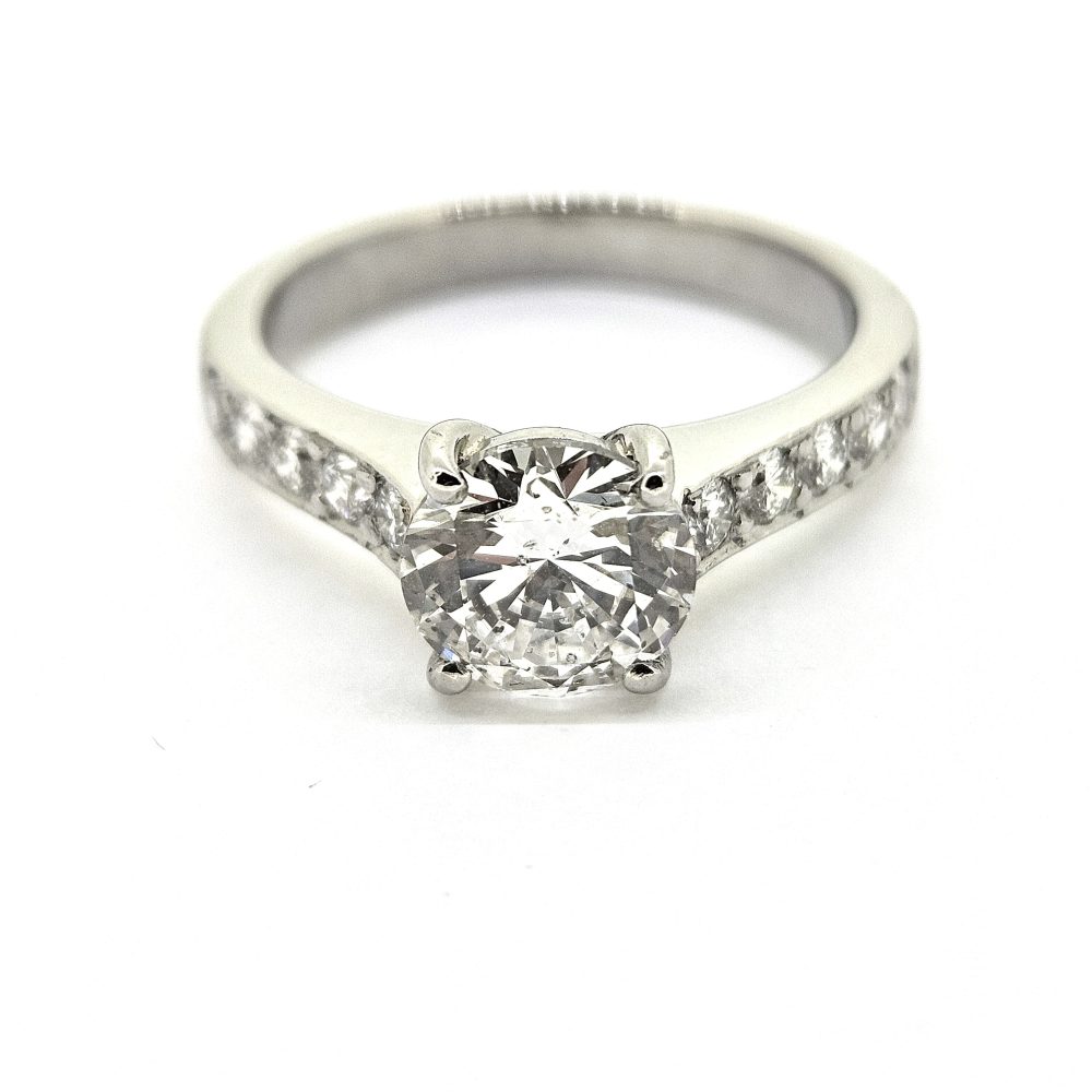 1.53ct Diamond Solitaire Engagement Ring with Diamond Shoulders