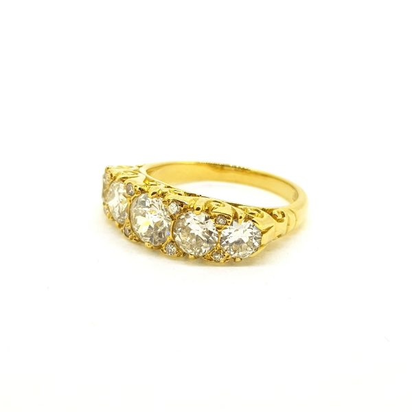 Antique Victorian Diamond Five Stone Ring, 2.10 carat total
