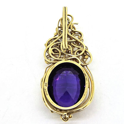 Vintage Amethyst and Diamond Parure Ring Earrings Pendant Suite