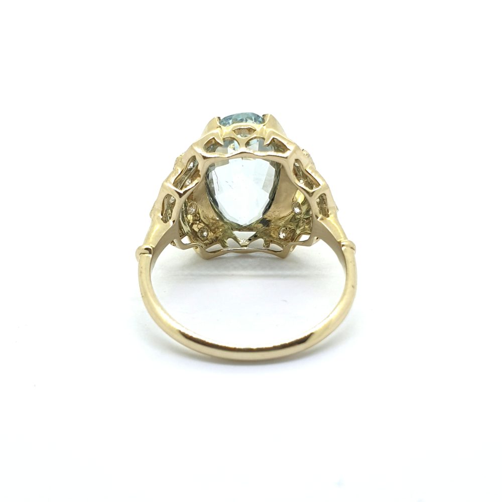 Aquamarine and Diamond Cluster Dress Ring in 18ct Yellow Gold