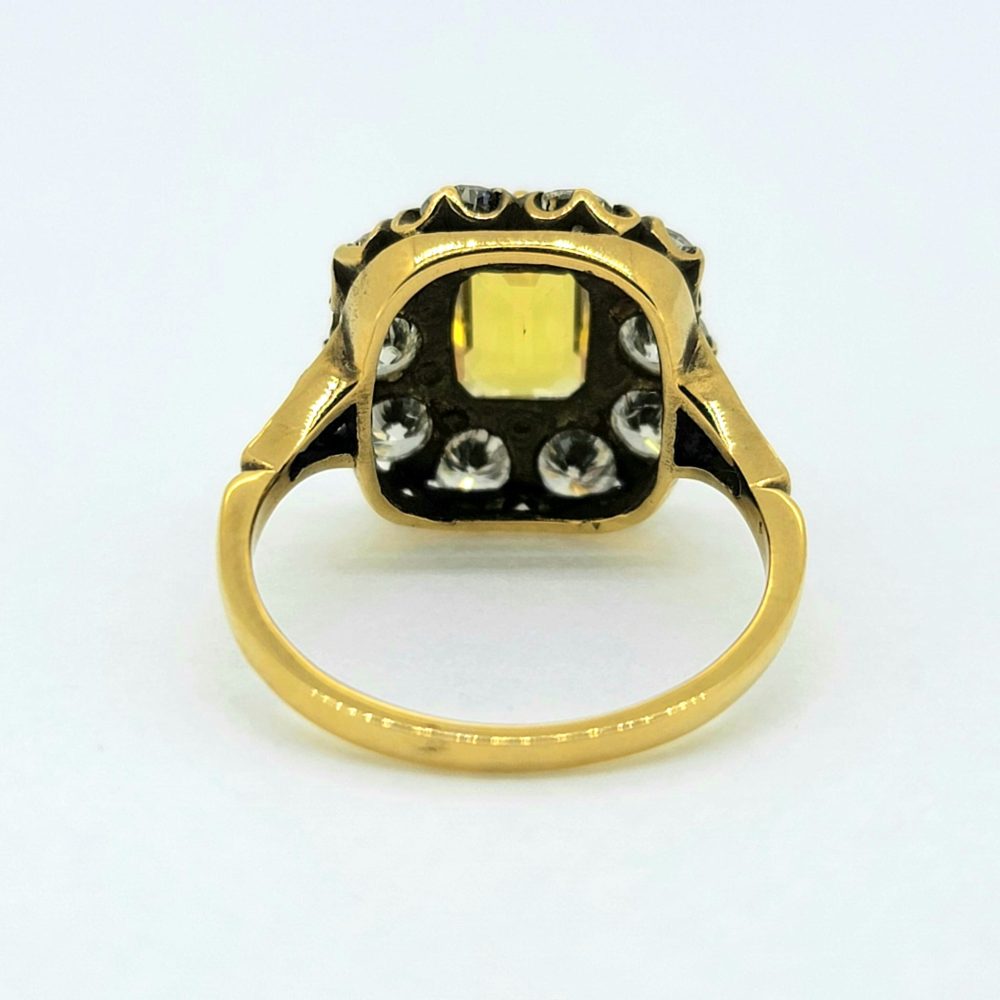 1.60ct Yellow Sapphire and Diamond Cluster Engagement Ring in 18ct Yellow Gold