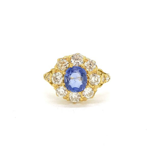 1.60ct Sapphire and Diamond Cluster Ring in 18ct Yellow Gold