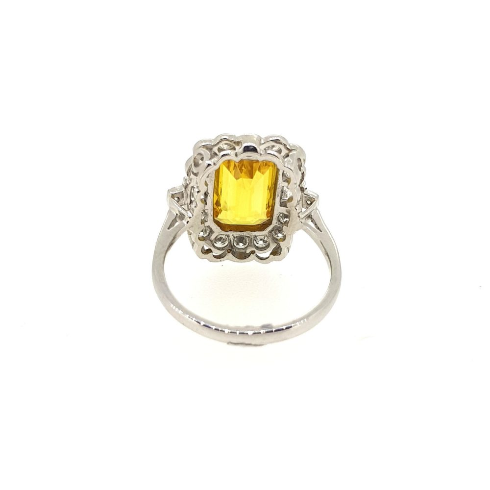 3.60ct Yellow Sapphire and Diamond Floral Cluster Ring