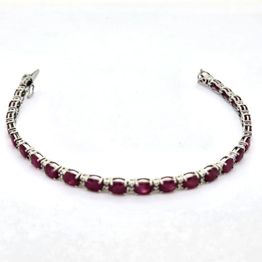 10.35ct Oval Ruby and Diamond Line Bracelet