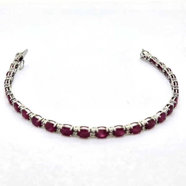 10.35ct Oval Ruby and Diamond Line Bracelet