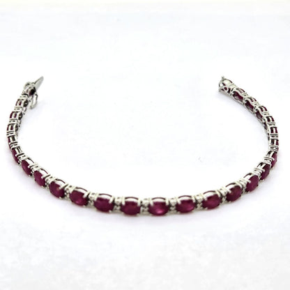 10.35ct Oval Ruby and Diamond Line Bracelet