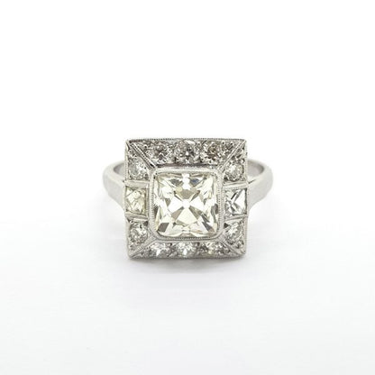 Art Deco Style Square Shaped Diamond Cluster Ring
