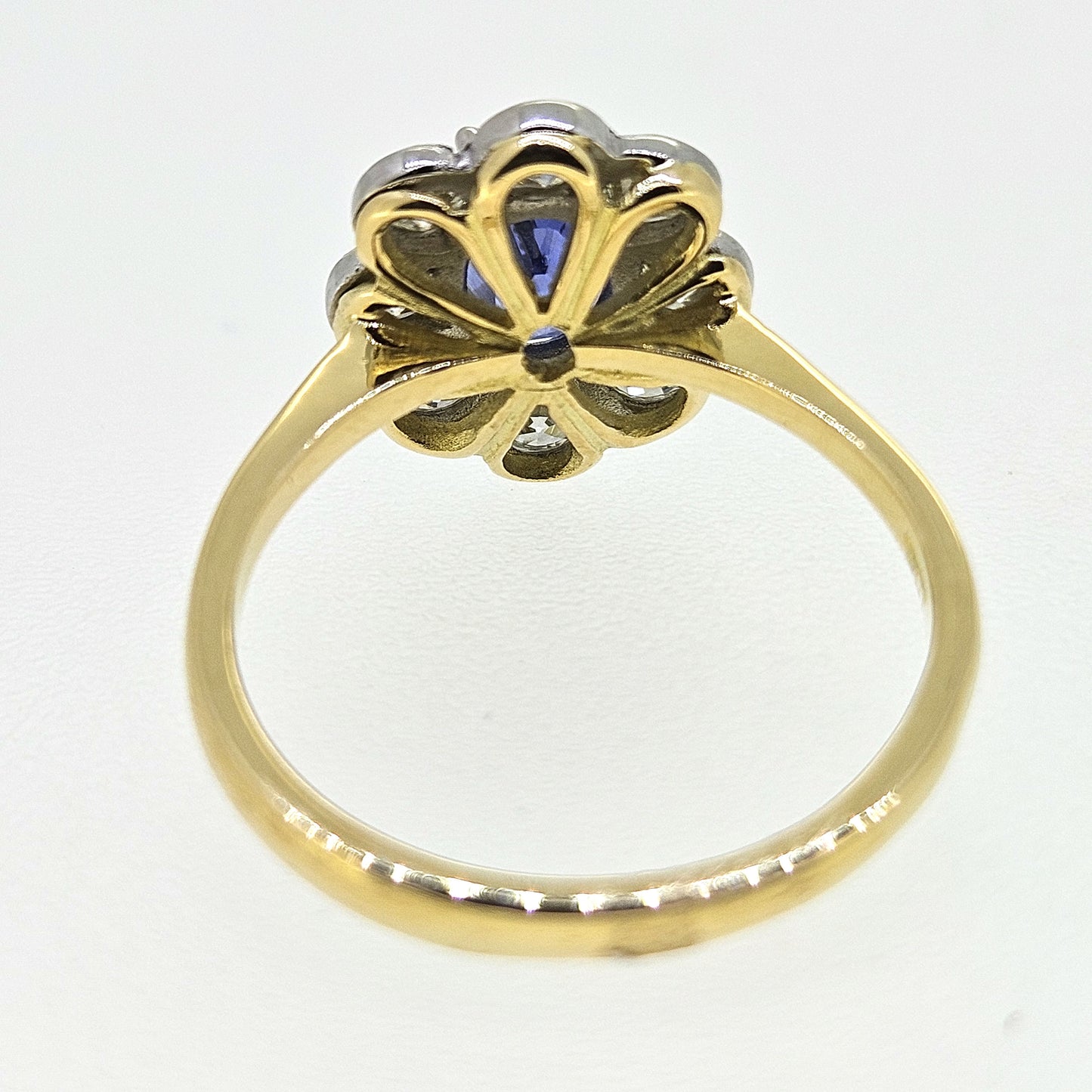 18 Carat Gold, Platinum, Sapphire 1.20 Carats and Diamond 0.80 Carat Cluster Ring