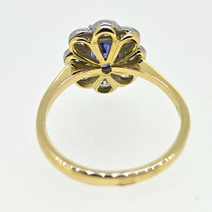 18 Carat Gold, Platinum, Sapphire 1.20 Carats and Diamond 0.80 Carat Cluster Ring