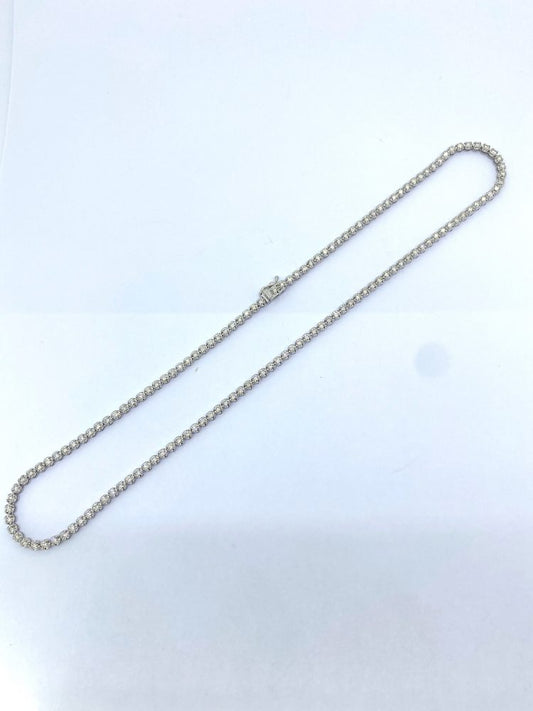 Diamond Line Necklace in 18ct White Gold, 5.28 carats