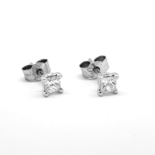 0.40ct Princess Cut Diamond Stud Earrings in 18ct White Gold