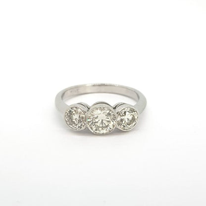 Diamond Three Stone Ring in Platinum, 1.75 carats