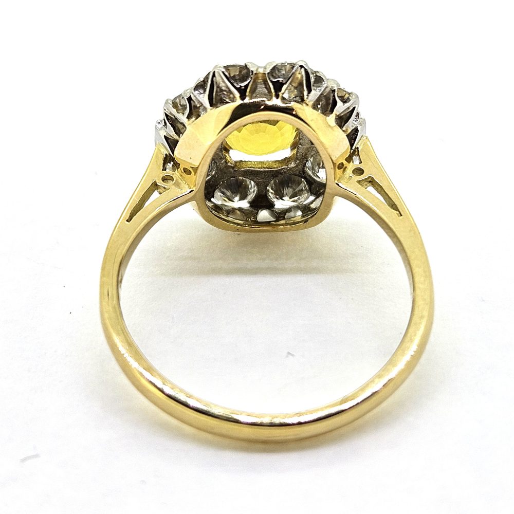 2.20ct Yellow Sapphire and Diamond Cluster Engagement Ring