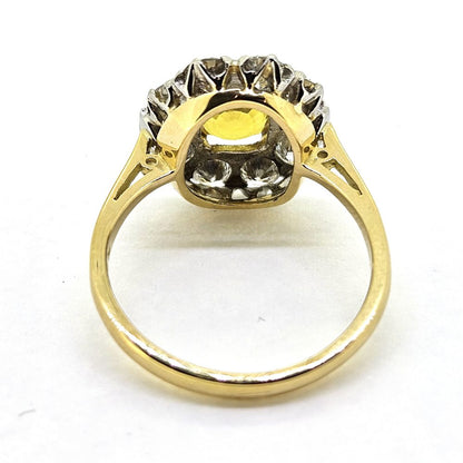 2.20ct Yellow Sapphire and Diamond Cluster Engagement Ring