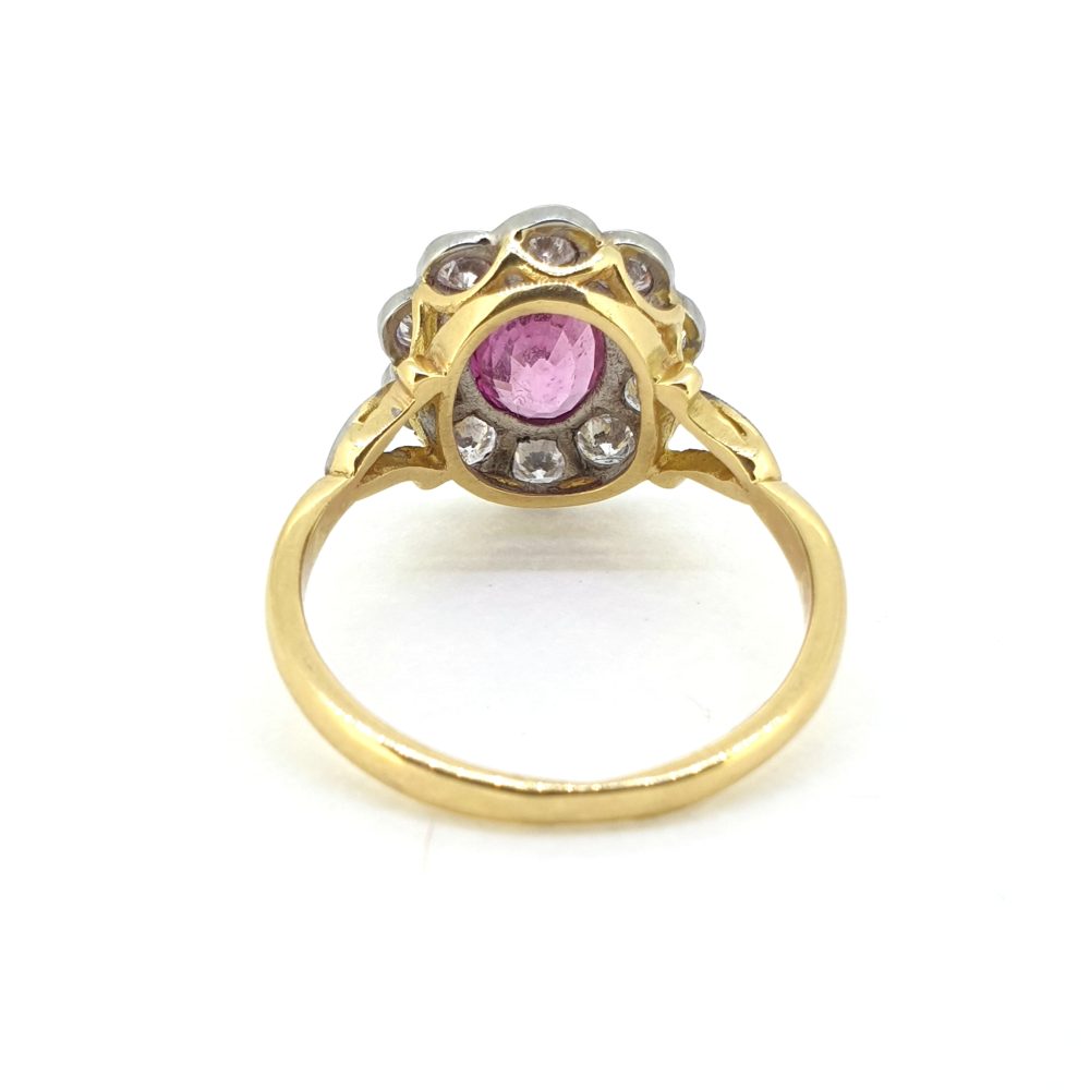 1.60ct Pink Sapphire and Diamond Floral Cluster Ring
