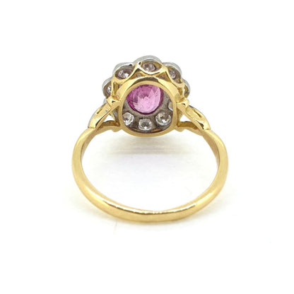 1.60ct Pink Sapphire and Diamond Floral Cluster Ring