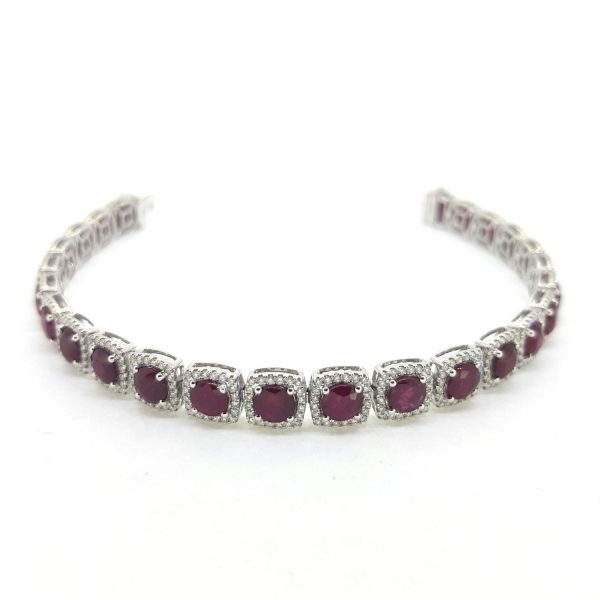 13.55ct Ruby and Diamond Cluster Bracelet
