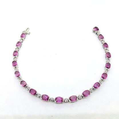 8.60ct Pink Sapphire and Diamond Line Bracelet