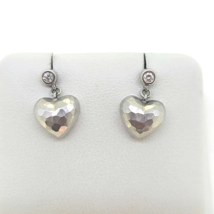 Vintage Tiffany and Co Paloma Picasso Gold Heart and Diamond Drop Earrings