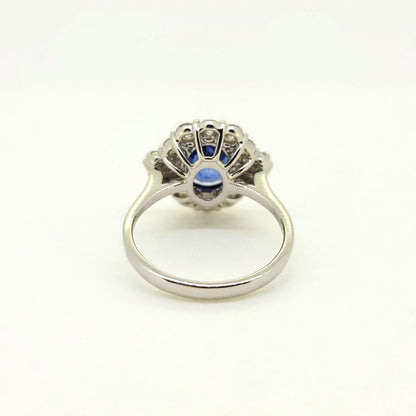2.80ct Oval Sapphire and Diamond Cluster Dress Ring