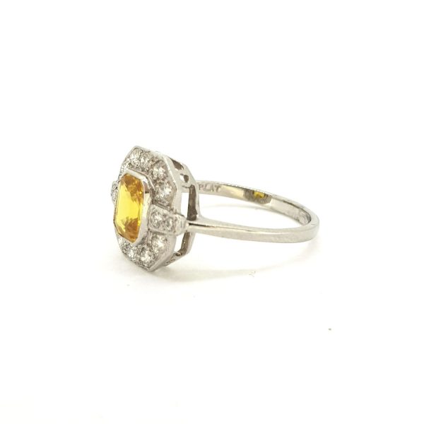 1.50ct Yellow Sapphire and Diamond Cluster Dress Ring in Platinum