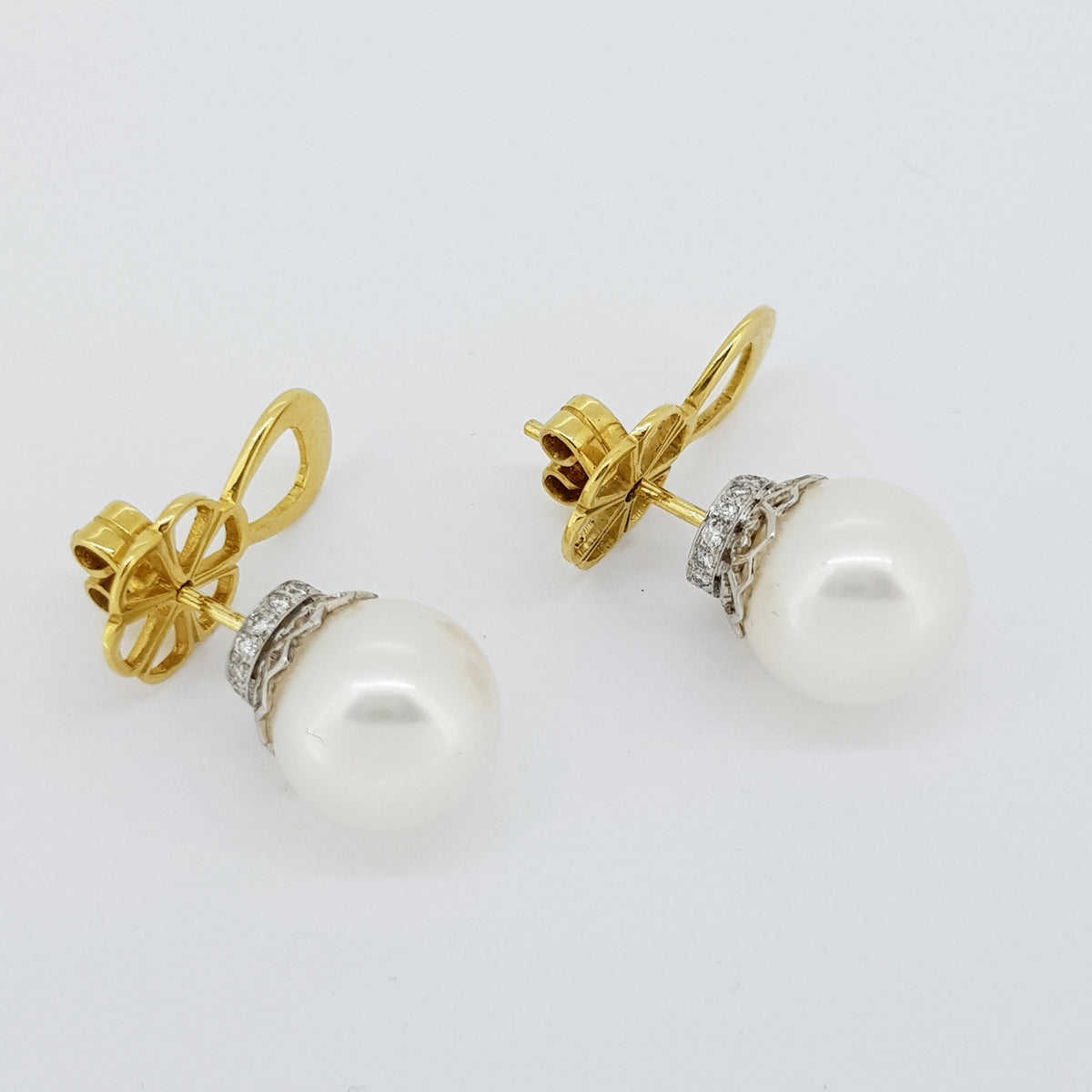 Pearl and diamond studs