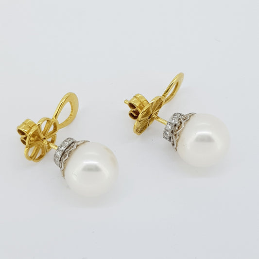 Pearl and diamond studs