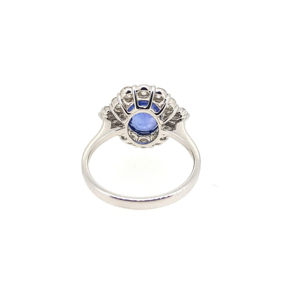 3.37ct Sapphire and Diamond Cluster Dress Ring