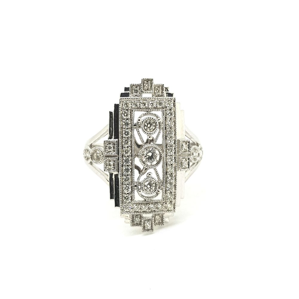 Art Deco Style Diamond Plaque Ring