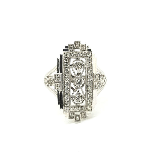 Art Deco Style Diamond Plaque Ring