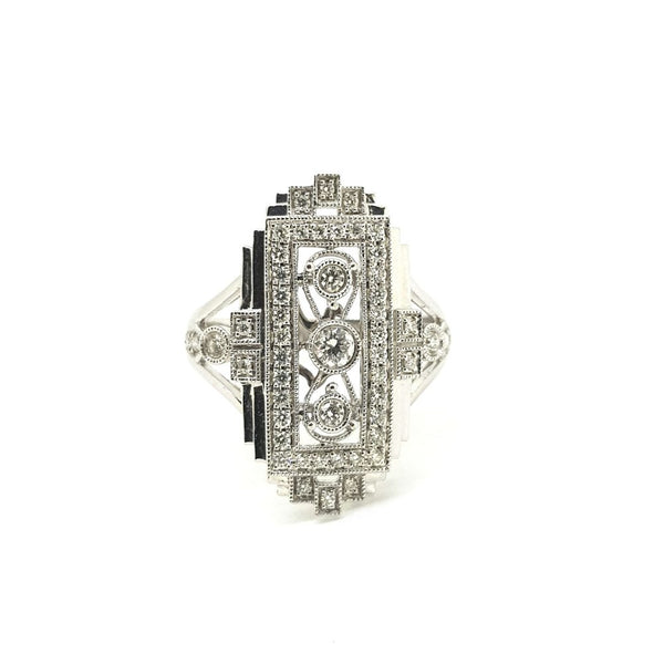Art Deco Style Diamond Plaque Ring