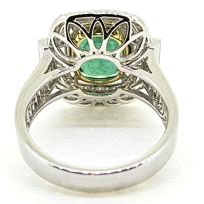 3.70ct Emerald and Diamond Cluster Dress Ring