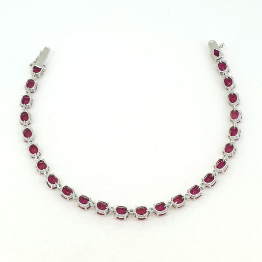 Modern 11.47ct Ruby and Diamond Line Bracelet