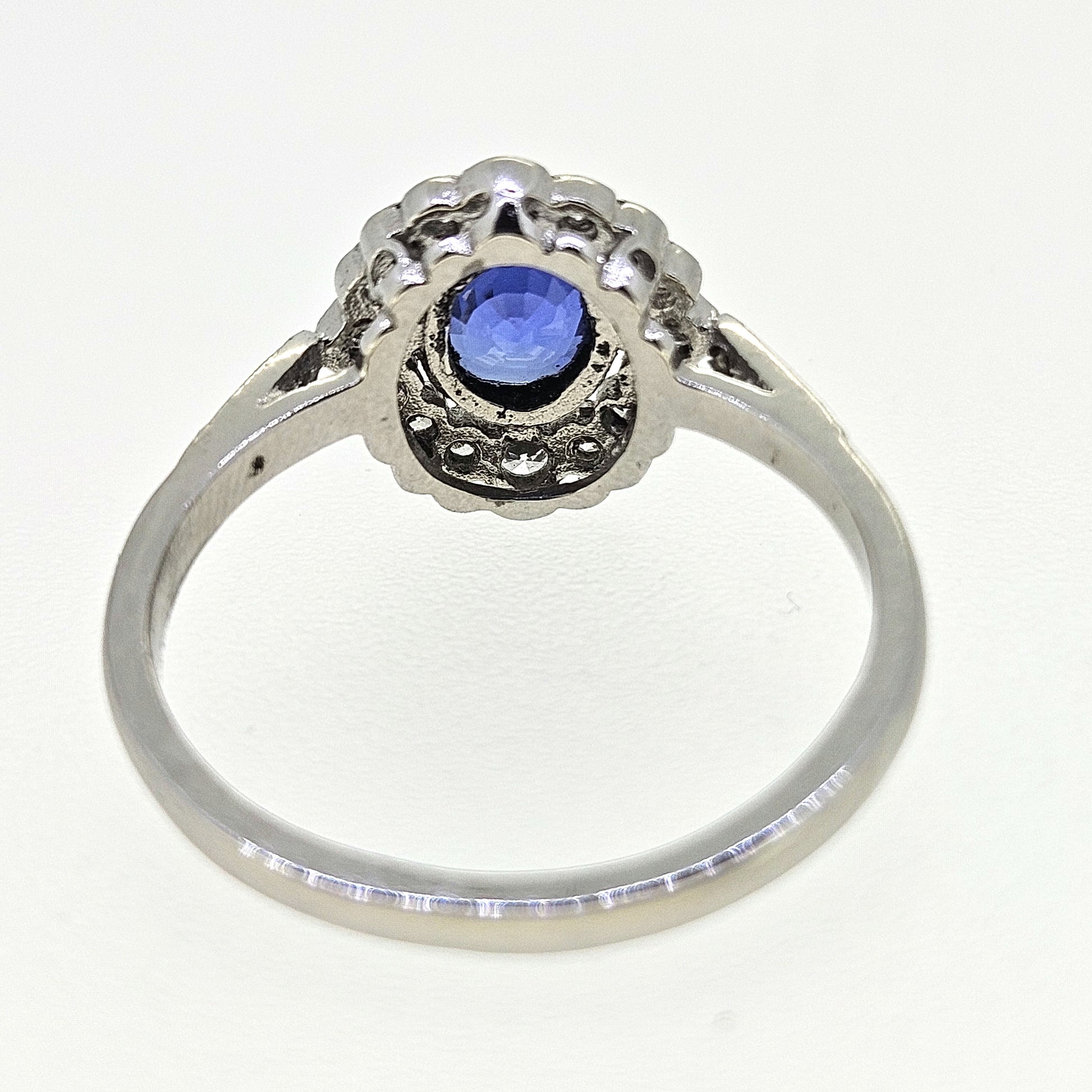 Sapphire and Diamond Cluster Ring D.35 S1.0 Platinum